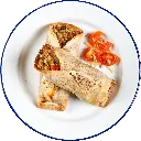 Burrito de yamaní, pollo y cherry